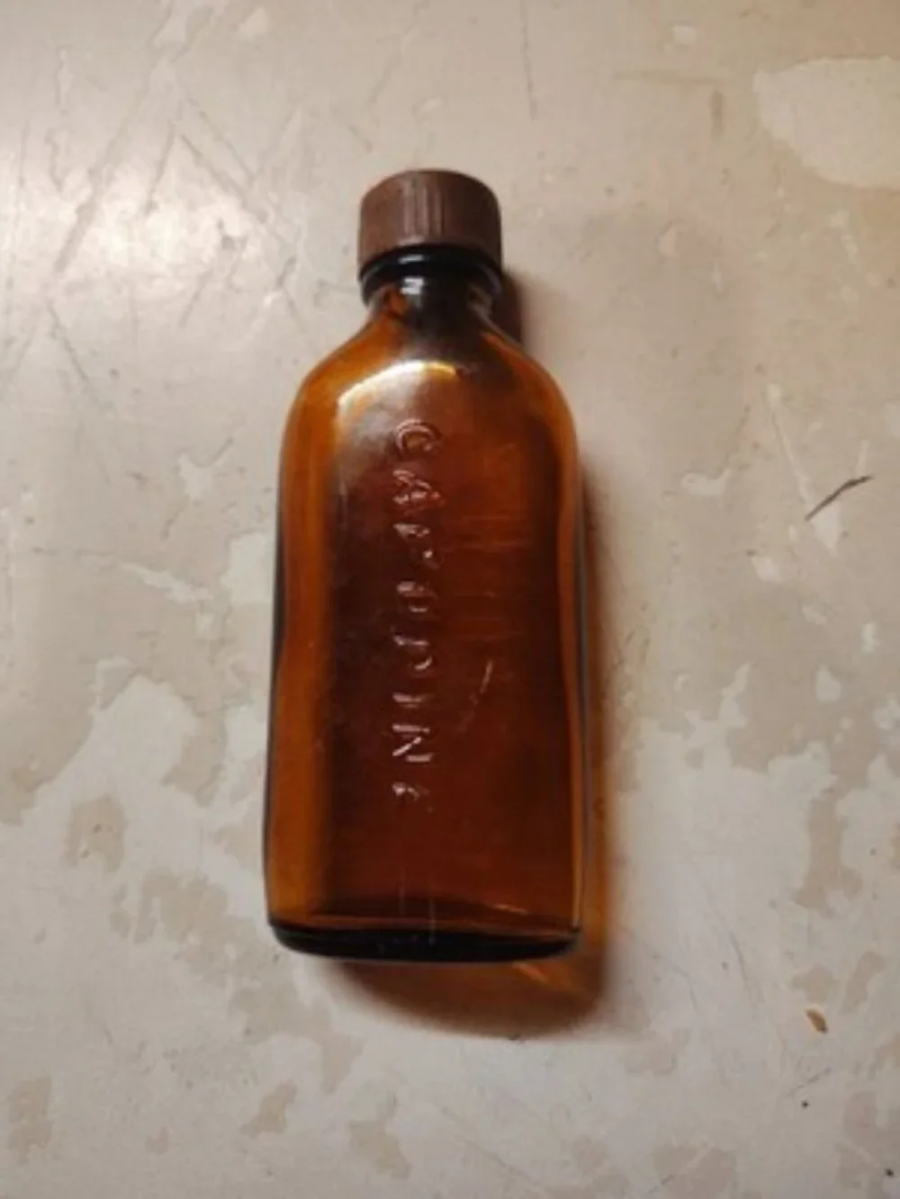 Amber small Capudine medicine Antique Amber Glass, With Lid Excellent Condition
